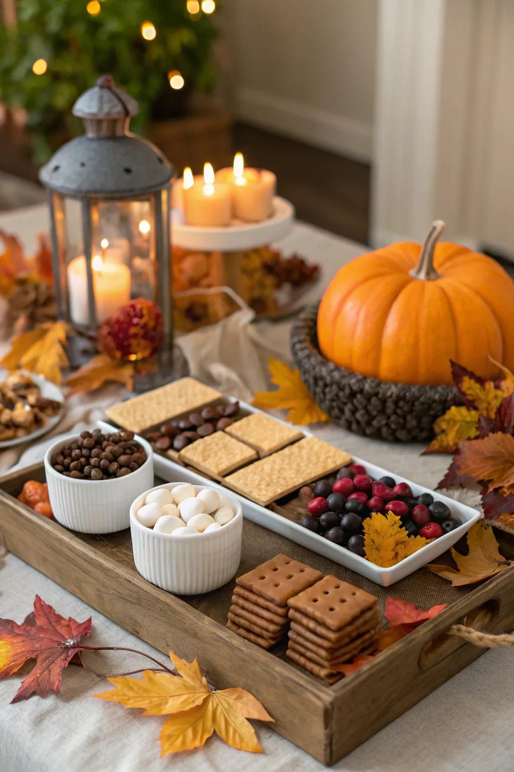 Themed decorations make your s'mores bar feel festive and special.