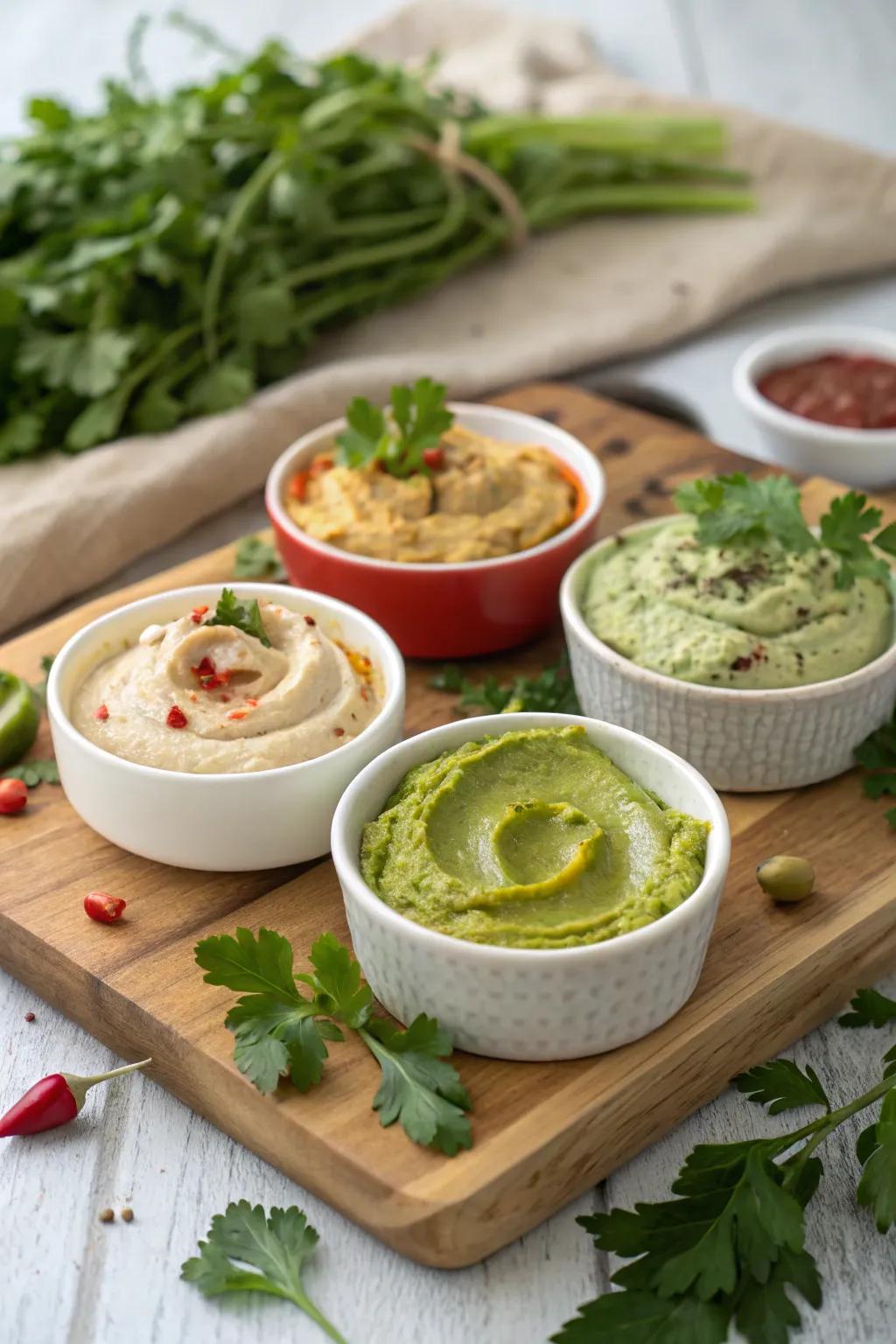 A compilation of dips that provides limitless dipping opportunities.