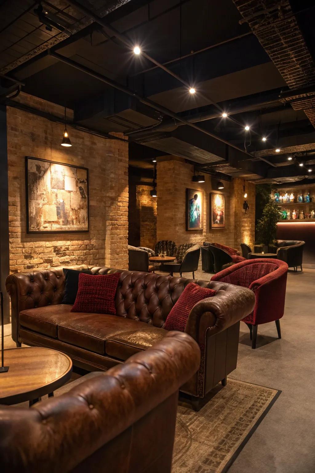 Chic seating spaces beckon visitors to unwind and relish the ambiance.