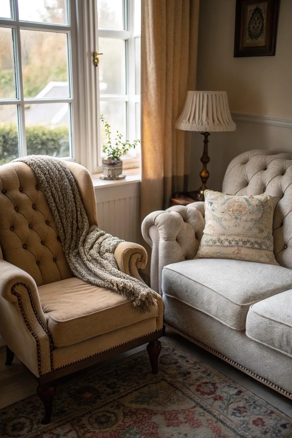 Tufted furnishings bring a timeless elegance to your decor.