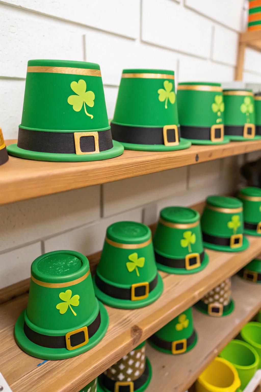 Infuse eccentricity through handcrafted leprechaun hats.