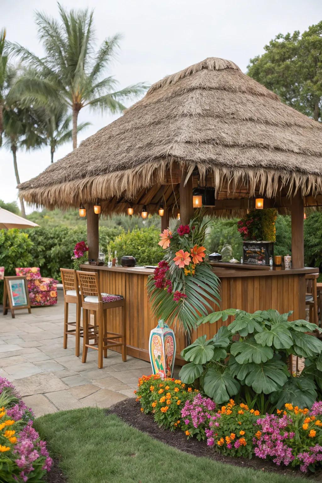 Artificial thatch provides a genuine look with contemporary resilience.