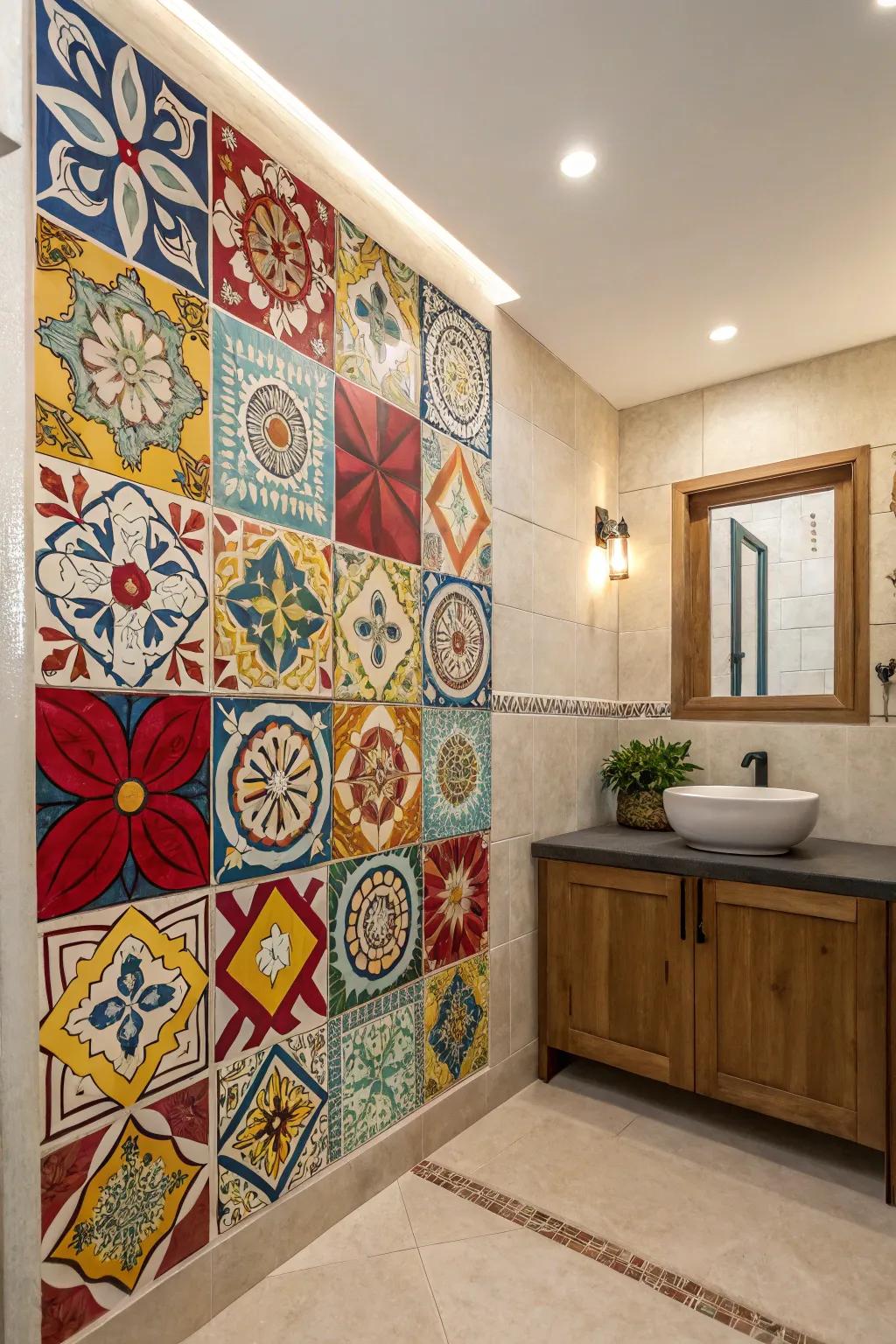 Create a statement with a tile accent wall.