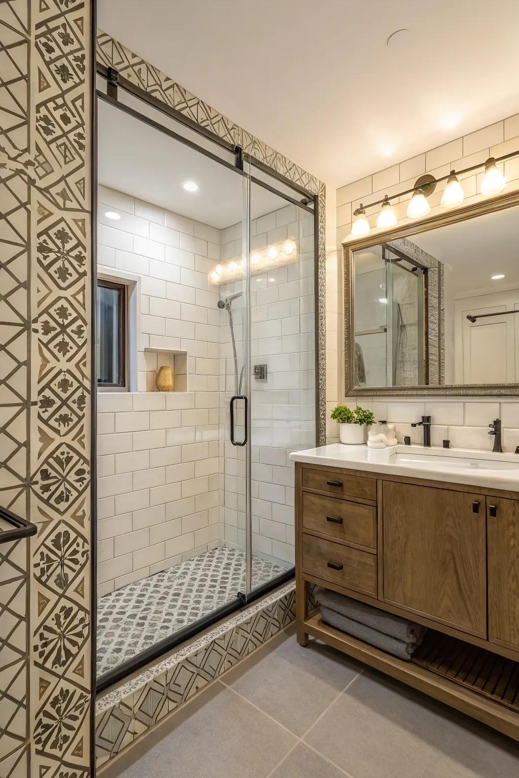 Metallic trim provides a contemporary edge to any tiling project.