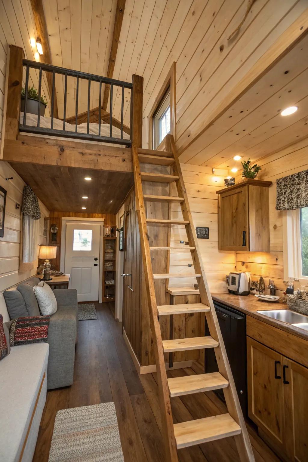 Rustic allure: A timber access infuses warmth into the space.