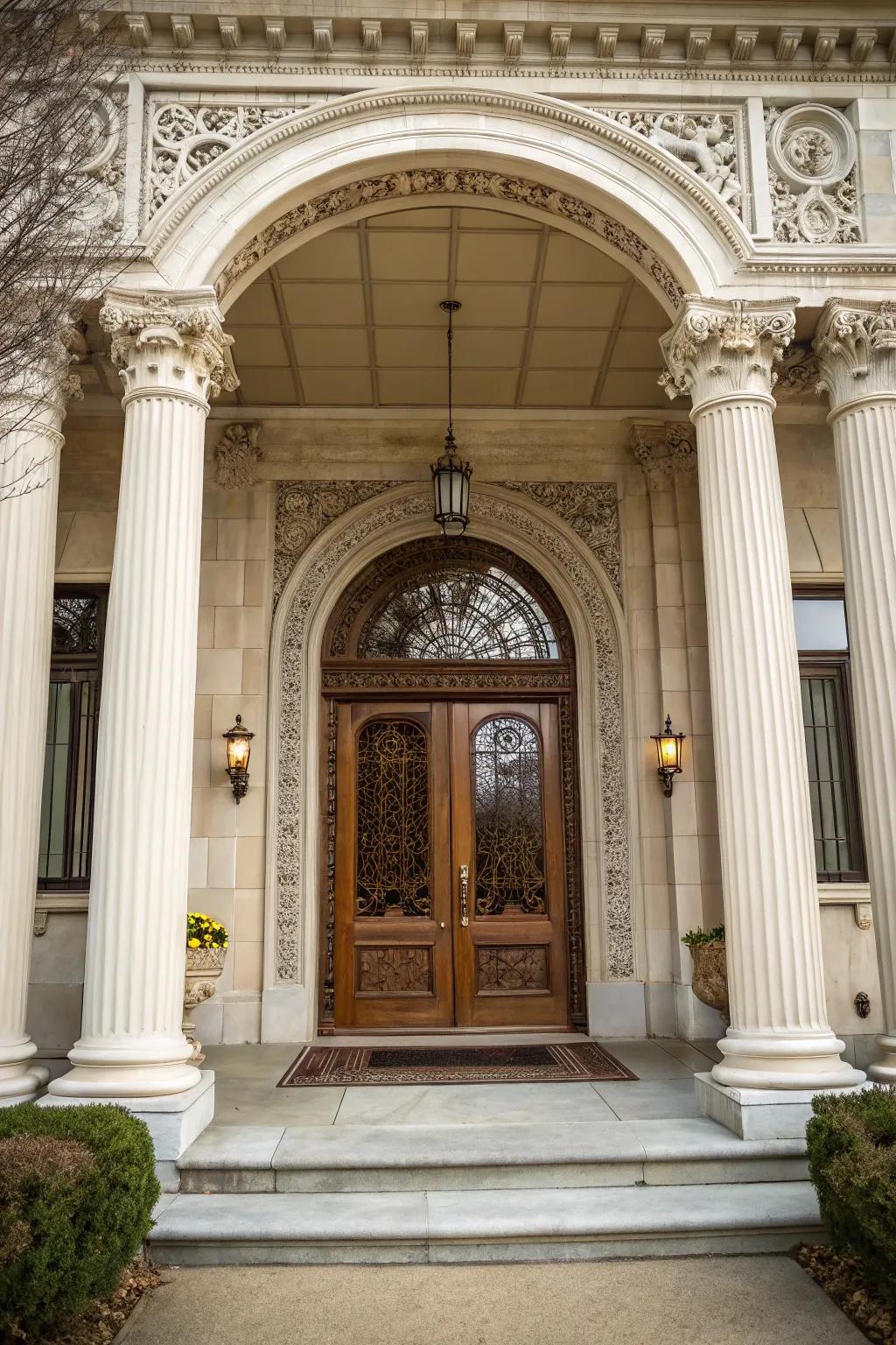 Classic architecture radiates through intricate pillars and arches.
