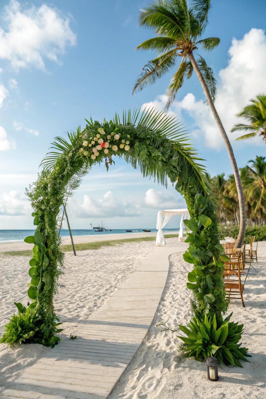 An arch composed exclusively of opulent greenery for a natural manifestation.