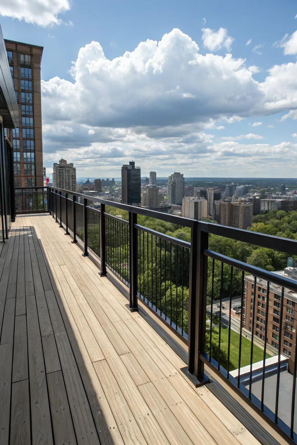 Strong black and natural wood create a modern and striking deck.