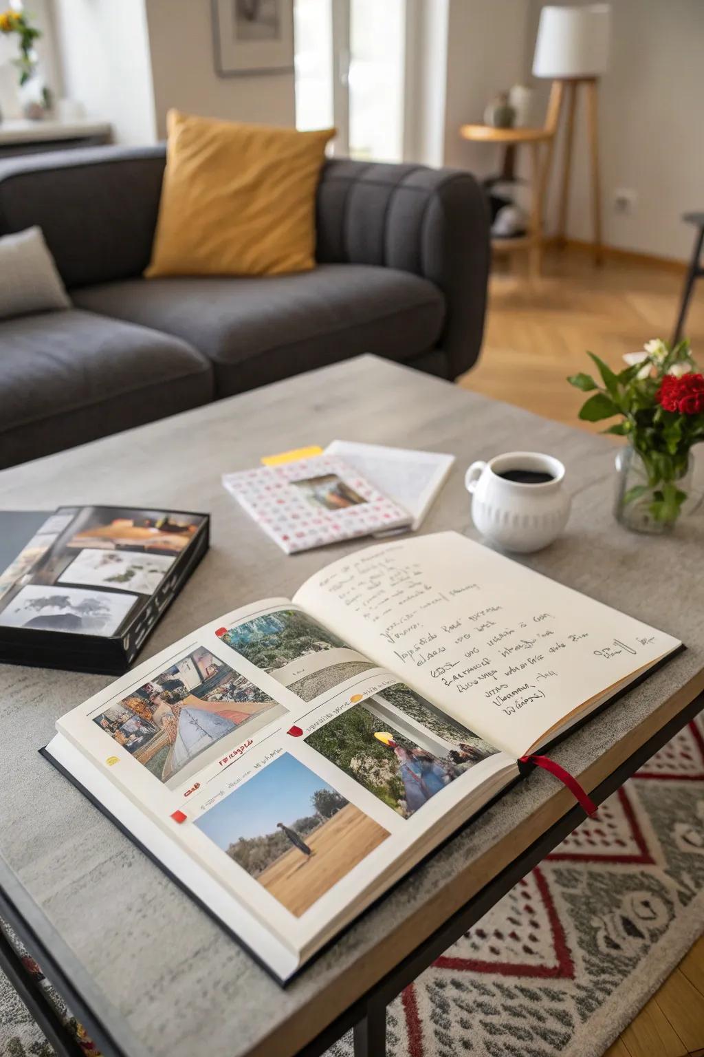Interweave photos and messages in a creative photo album.
