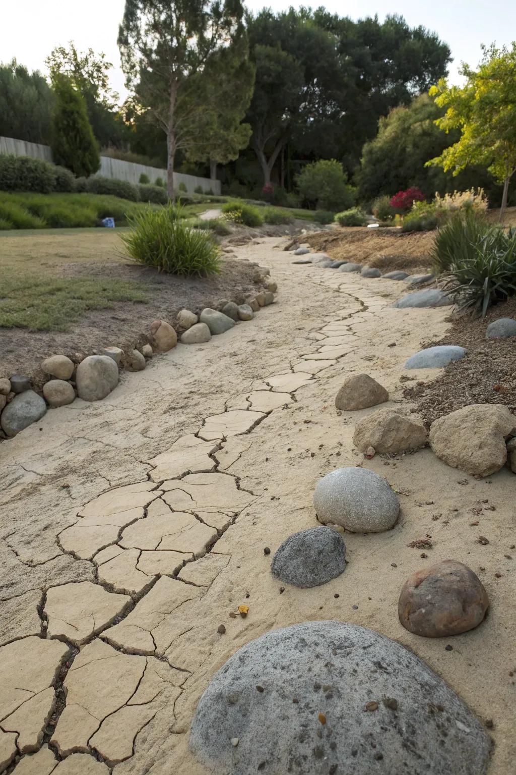 A decorative riverbed enhances your garden's natural flow.
