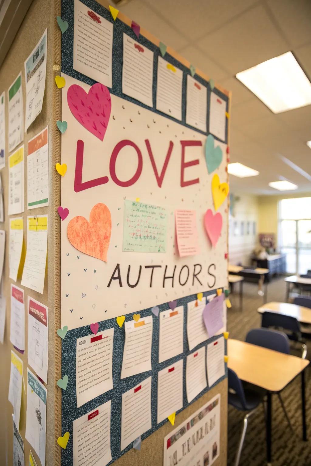 A display exhibiting inspirational adoration quotations from diverse origins.