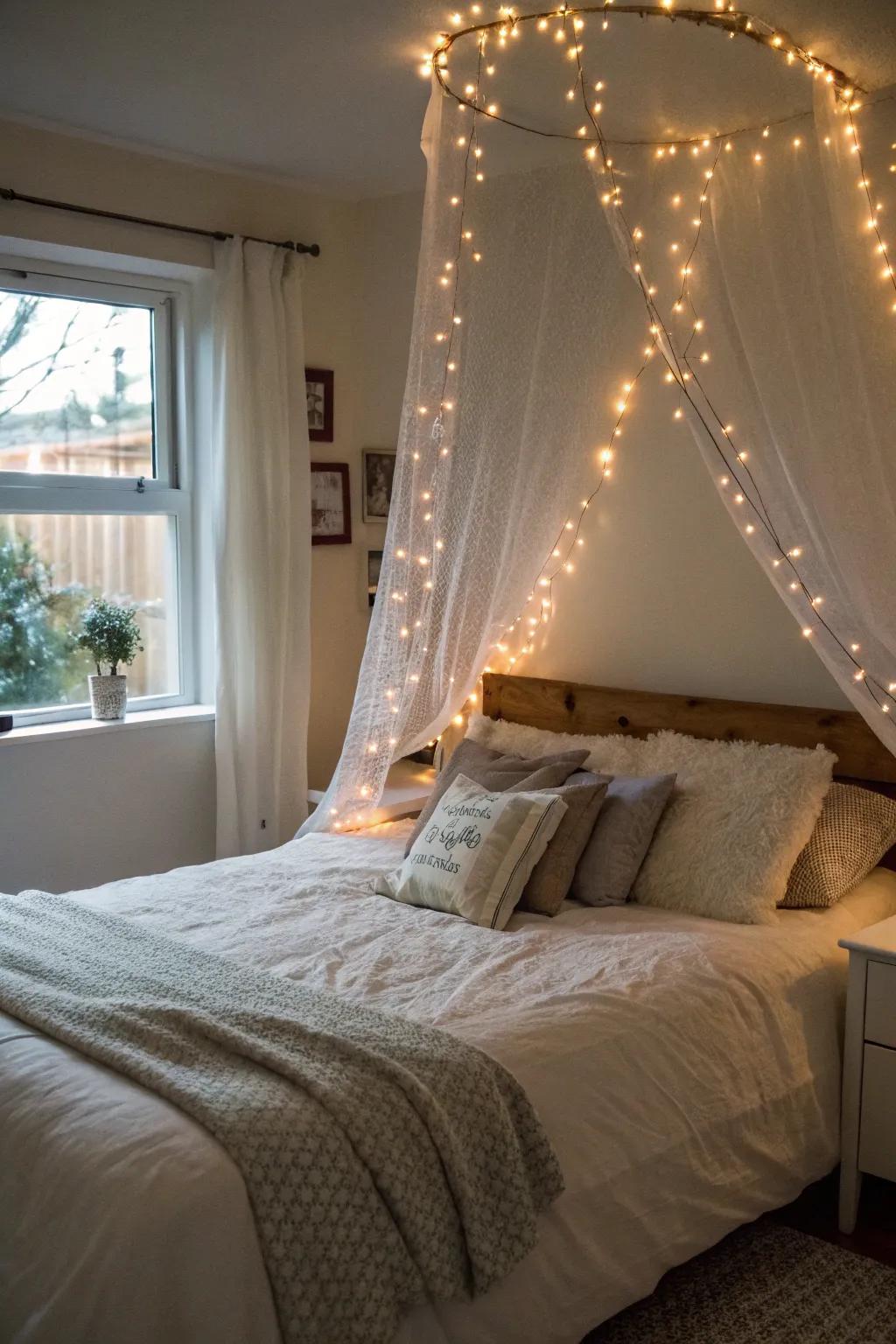 Fairy lights add a touch of magic to your Valentine's decor.