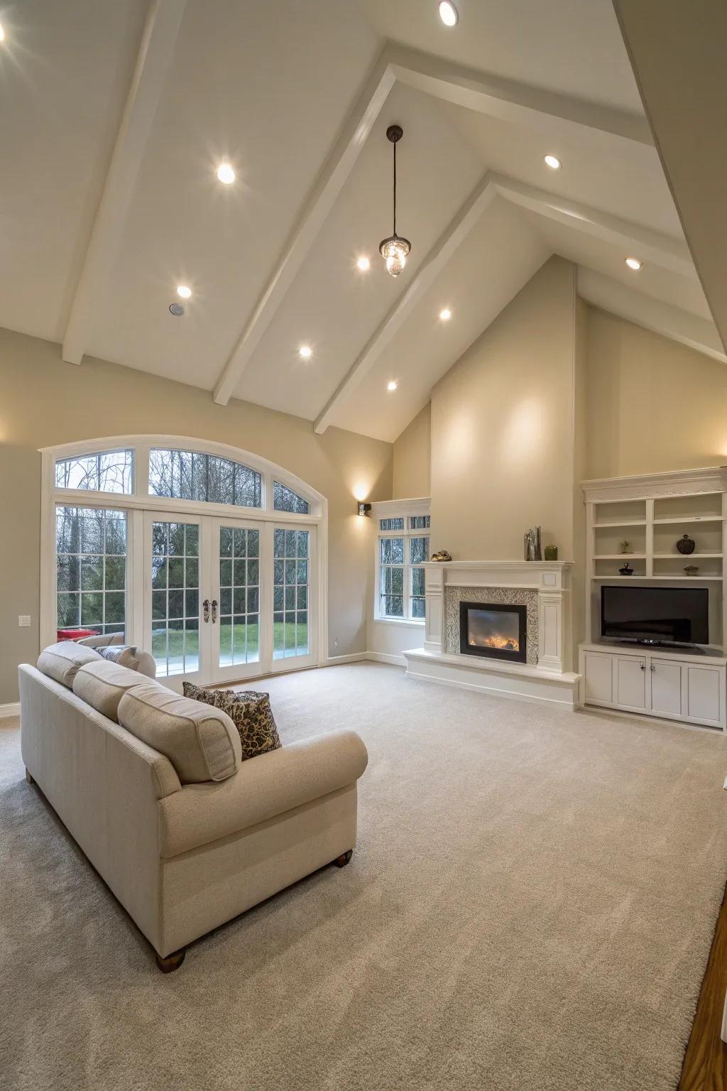 Recessed lighting provides a refined, discreet lighting solution for vaulted ceilings.