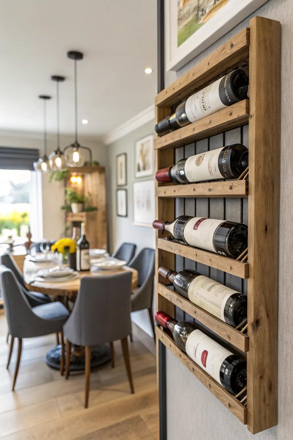 Horizontal showcases facilitate effortless wine access.