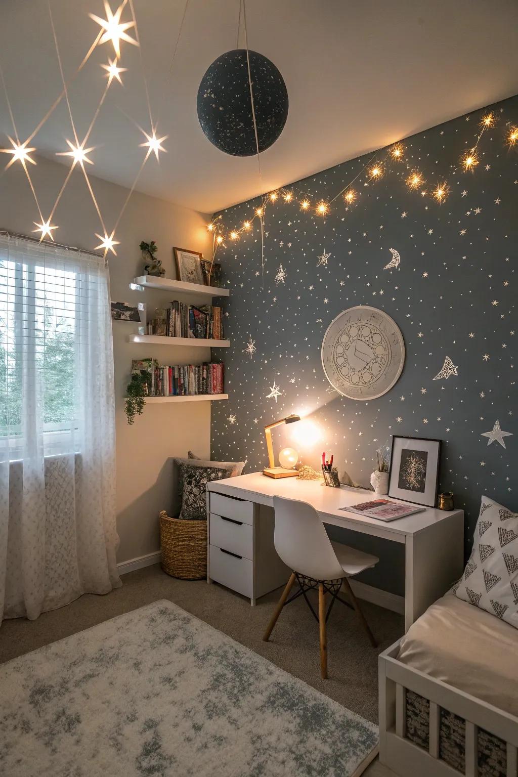 Stars on the walls spark imagination and wonder.