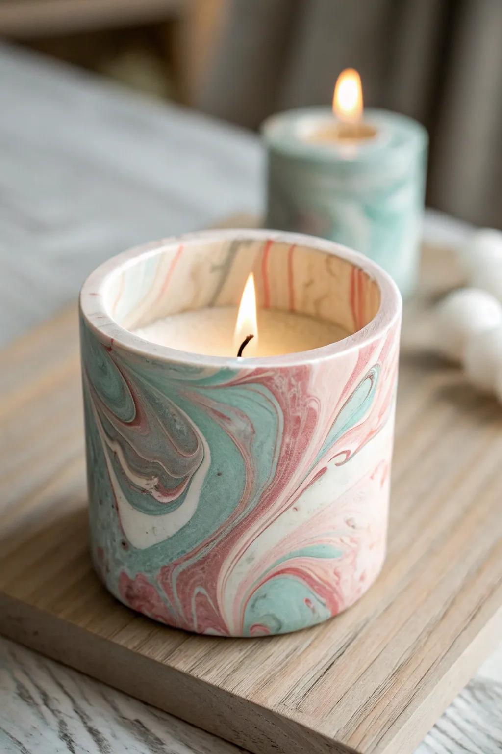 Illuminate your environs through the tasteful refinement embodied within marbled candle holders.