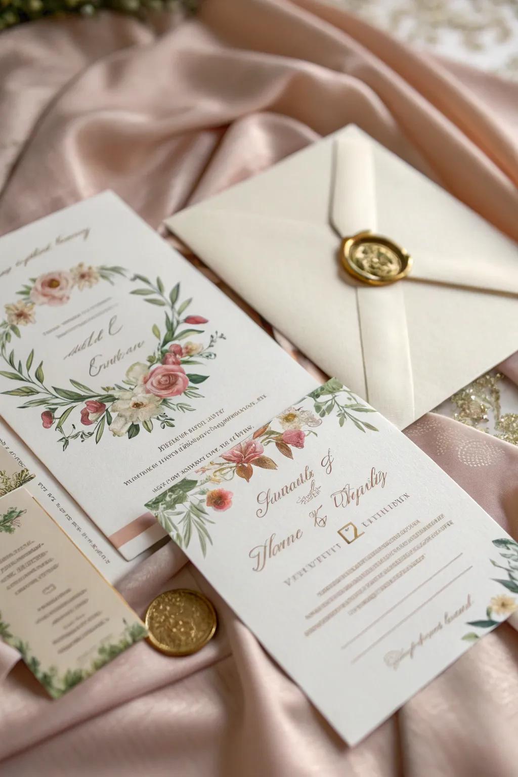 Elegant event invitations finished with wax, fitting for any noteworthy occasion.