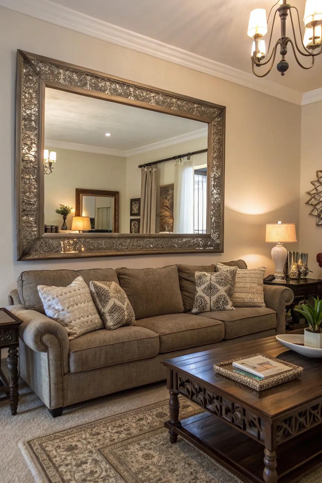 A mirror can generate the illusion of increased space and enhance natural light.