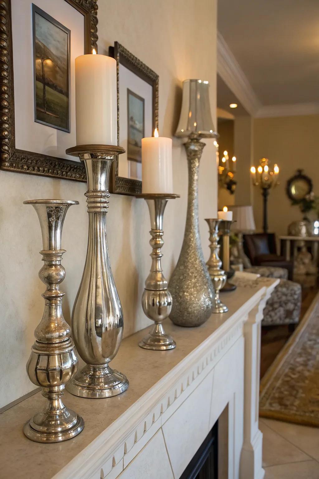 Brighten the ambiance by incorporating metallic accents into your decorative scheme.