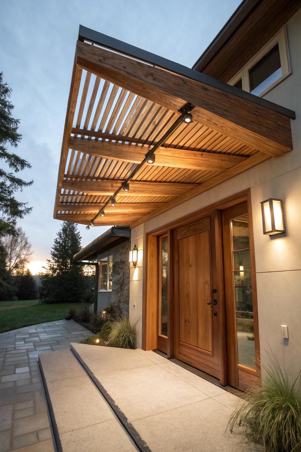 A cantilevered shelter furnishes sleek reinforcement.
