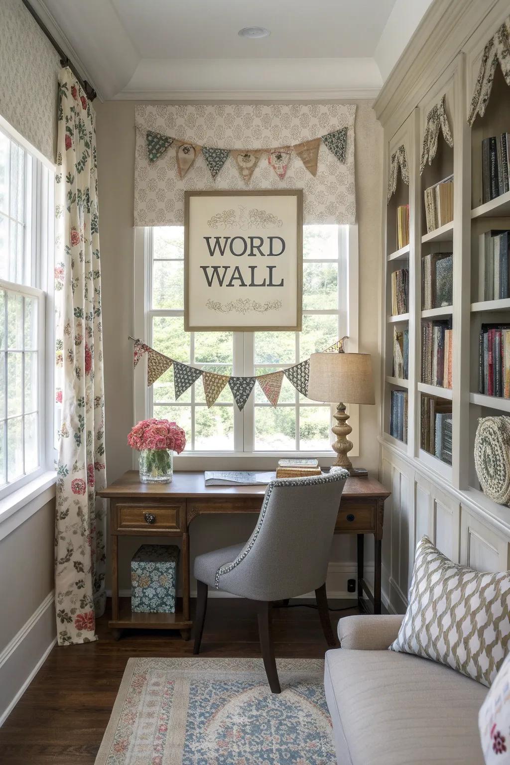Elevate your word wall with ornate accents for a harmonious design.