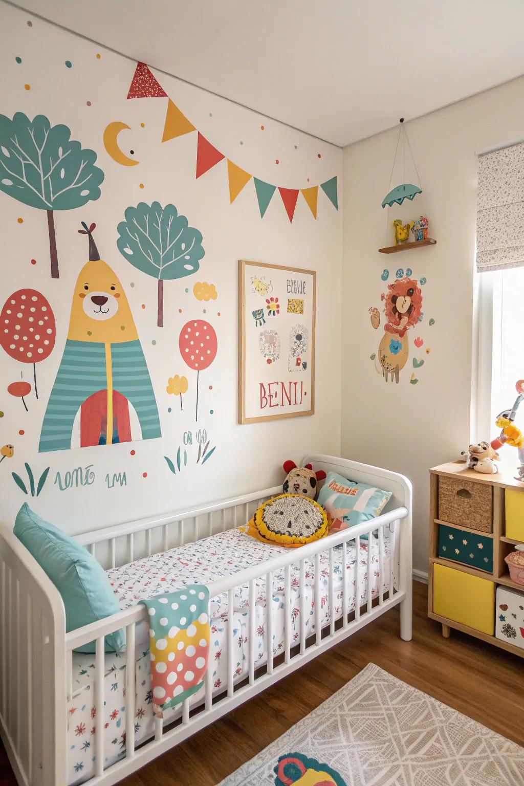 Wall graphics provide a playful touch that can evolve with your child's tastes.