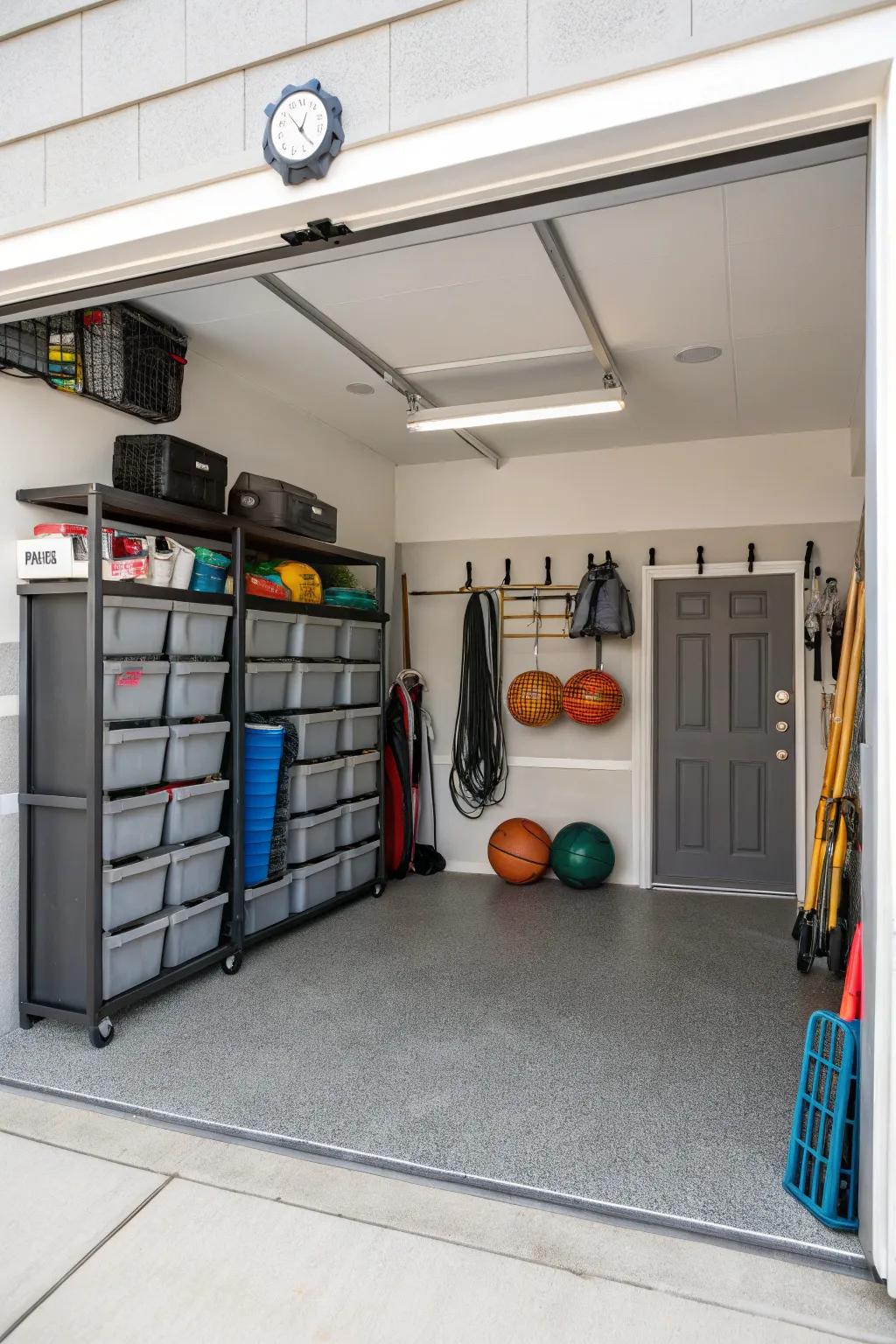 Sustain order through a demarcated zone designated for all your sports-related equipment.