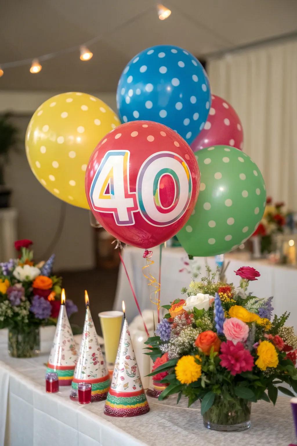 A vivacious and playful balloon centerpiece.