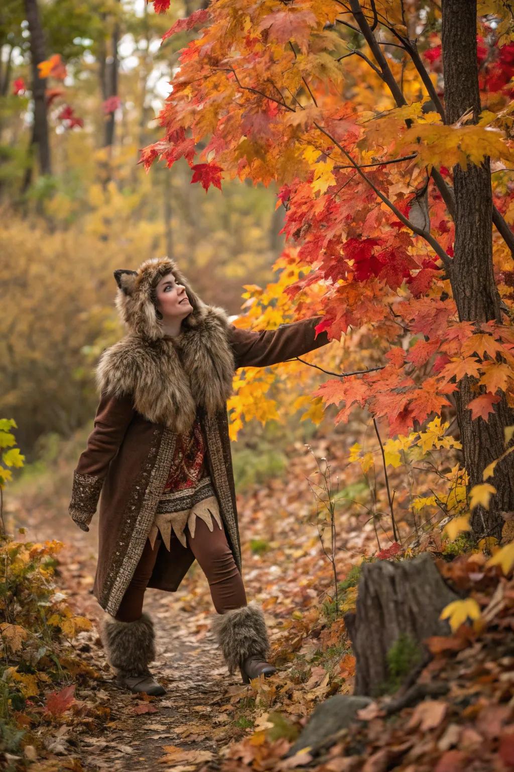 A mystical entity amidst the autumnal foliage.