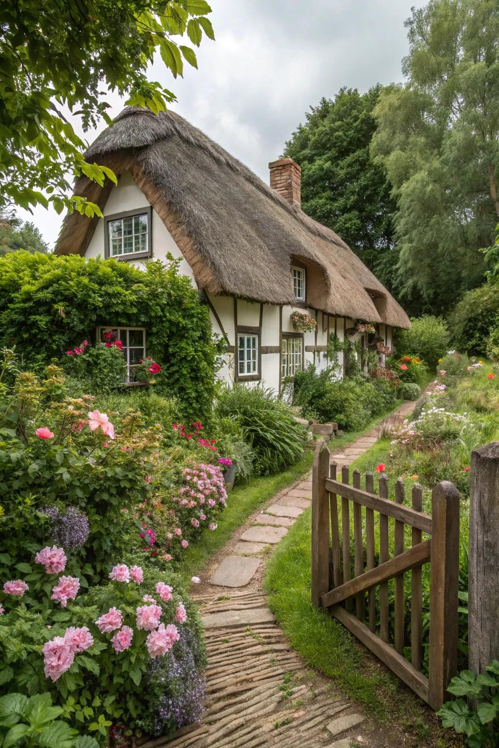Embrace countryside appeal with classic thatched roofing.
