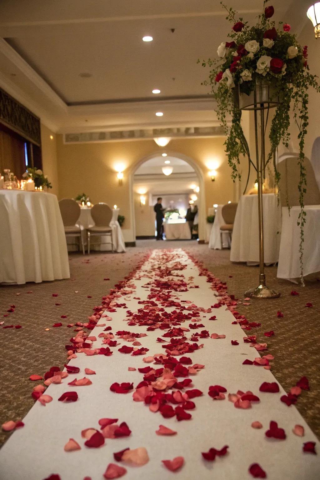 Guide your esteemed guests with a romantic blossom lined pathway.