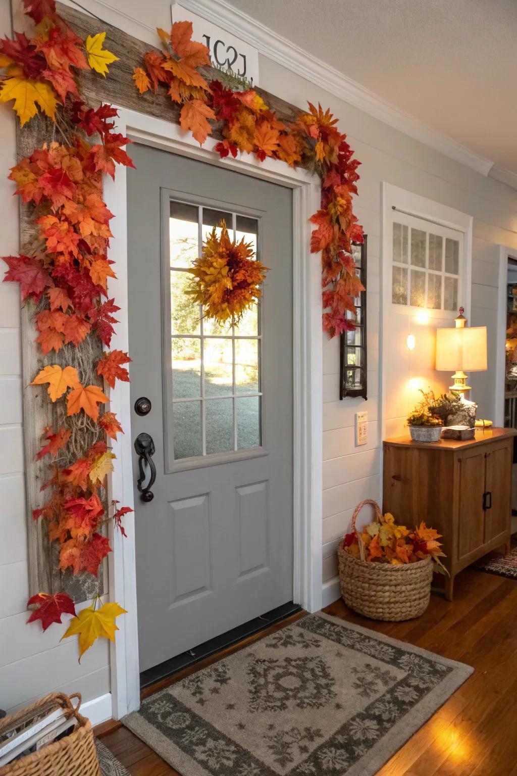 A seasonally-themed door elevating the autumnal ambiance of the household.