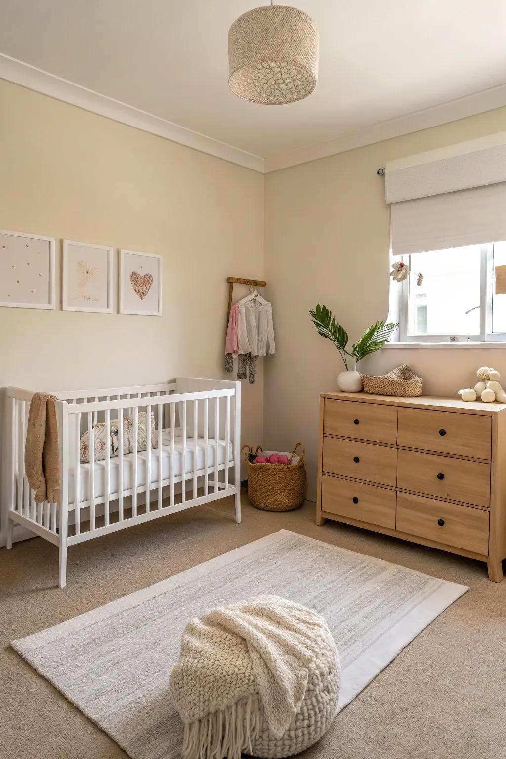 Discover tranquility in simplicity through a minimalist nursery design.