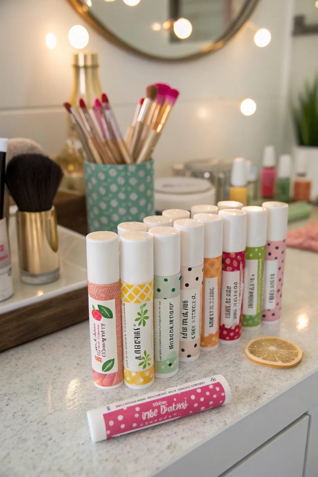 Customized lip balm is both fun and functional.