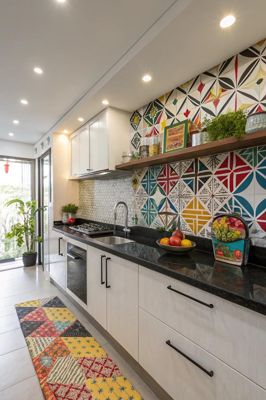 Geometrical tiles impart a vivacious and energetic element to kitchen design.