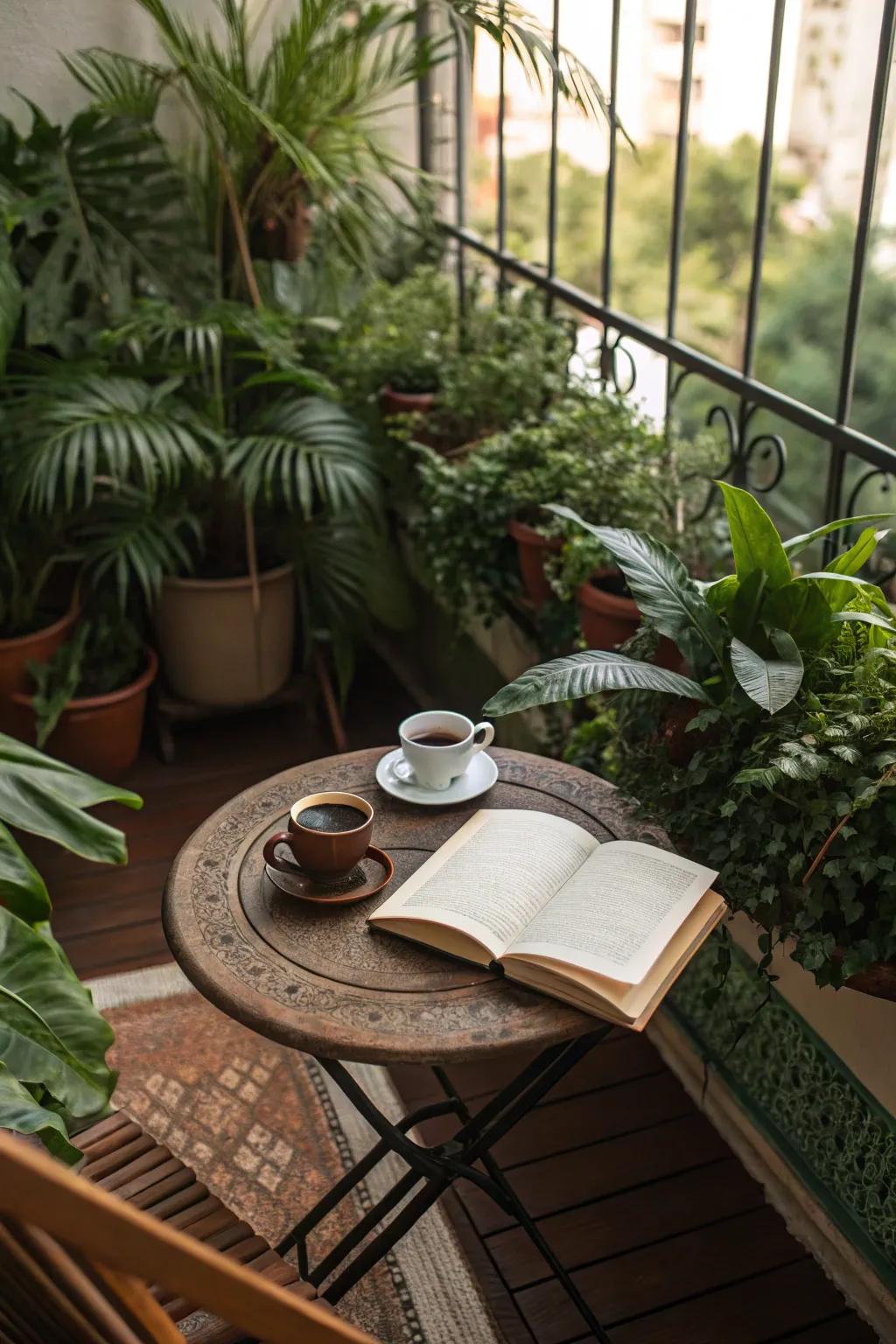 A small table lends functionality and charm to your balcony.