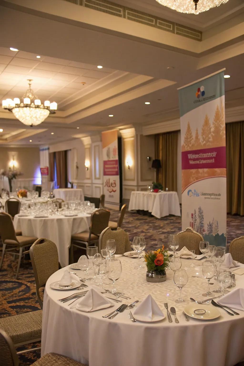 Event-inspired banners enrich gatherings with elegance.