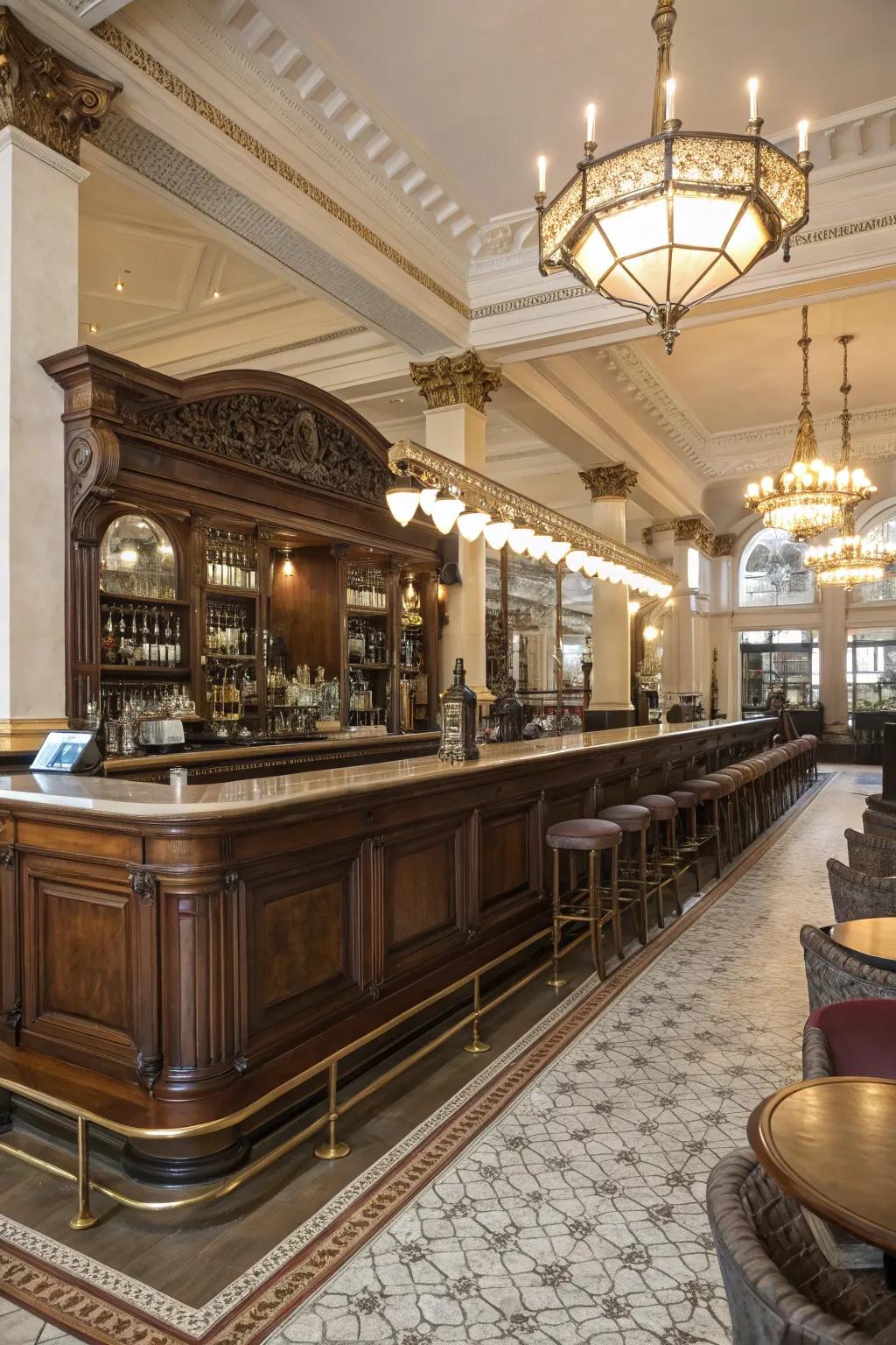 Timeless grace with a classic bronze foot rest.