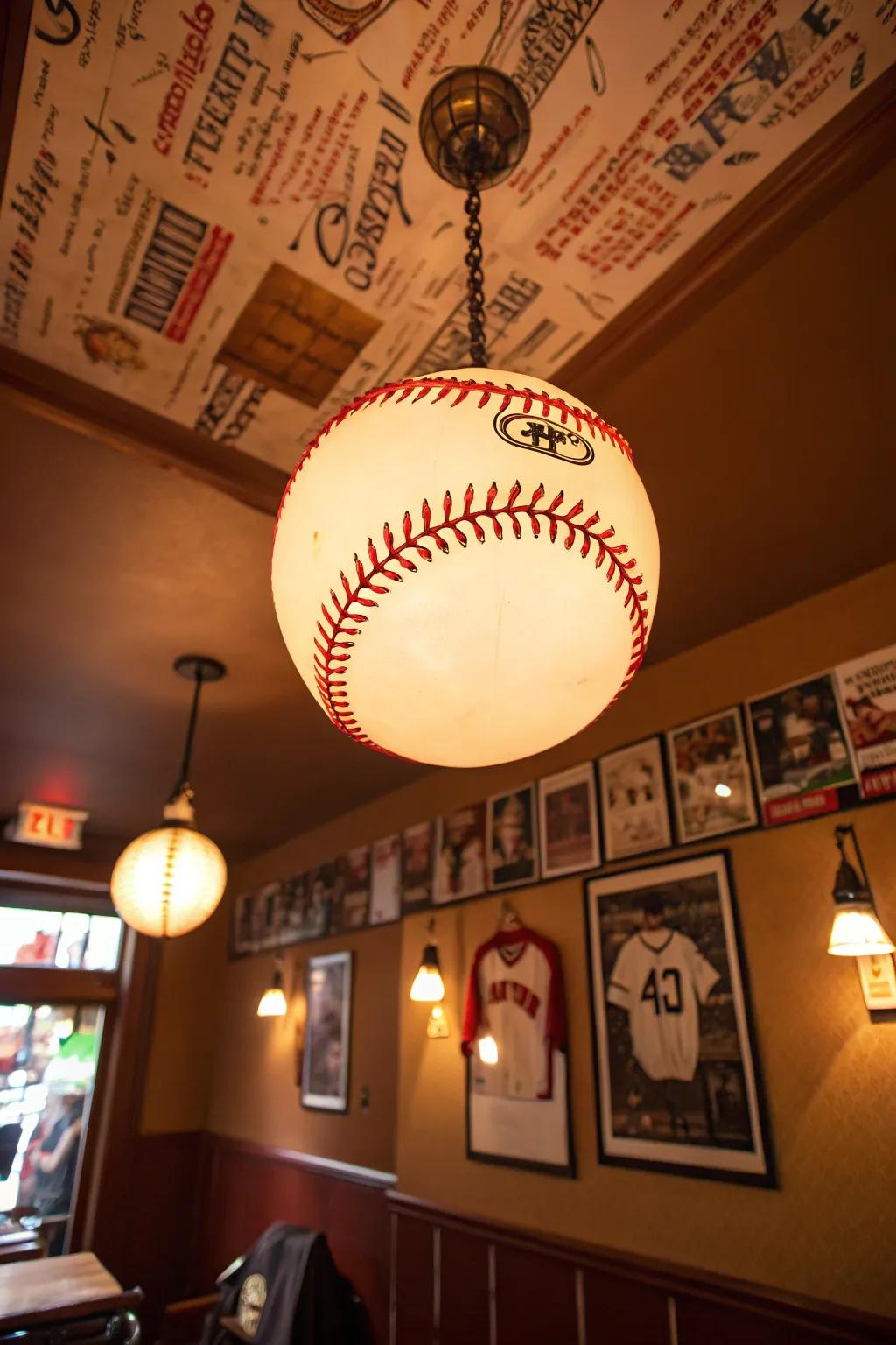 Baseball-inspired lighting devices illuminate the room with ingenuity.