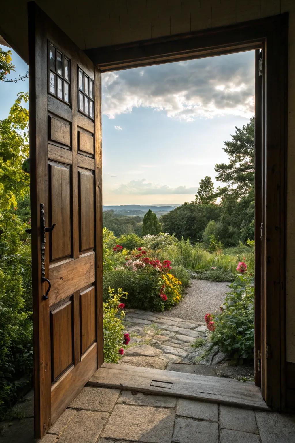 A walkout basement door beautifully merges interior and exterior spaces.