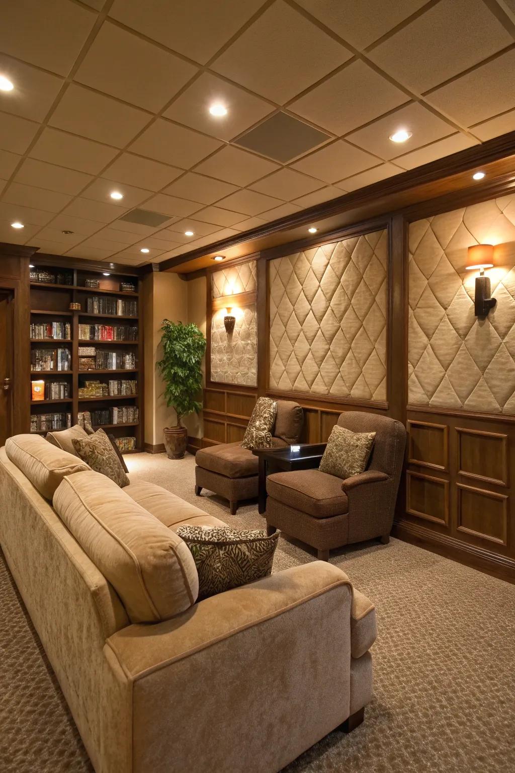 Warmth and ease with inviting wall panels.