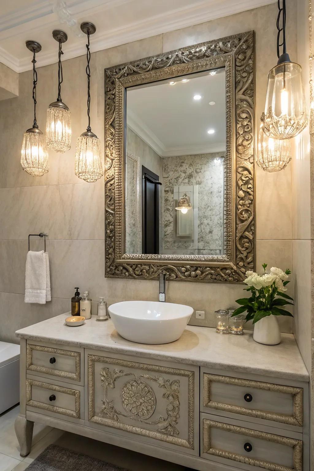 Mirrors and fixtures have the ability to elevate the accent wall.
