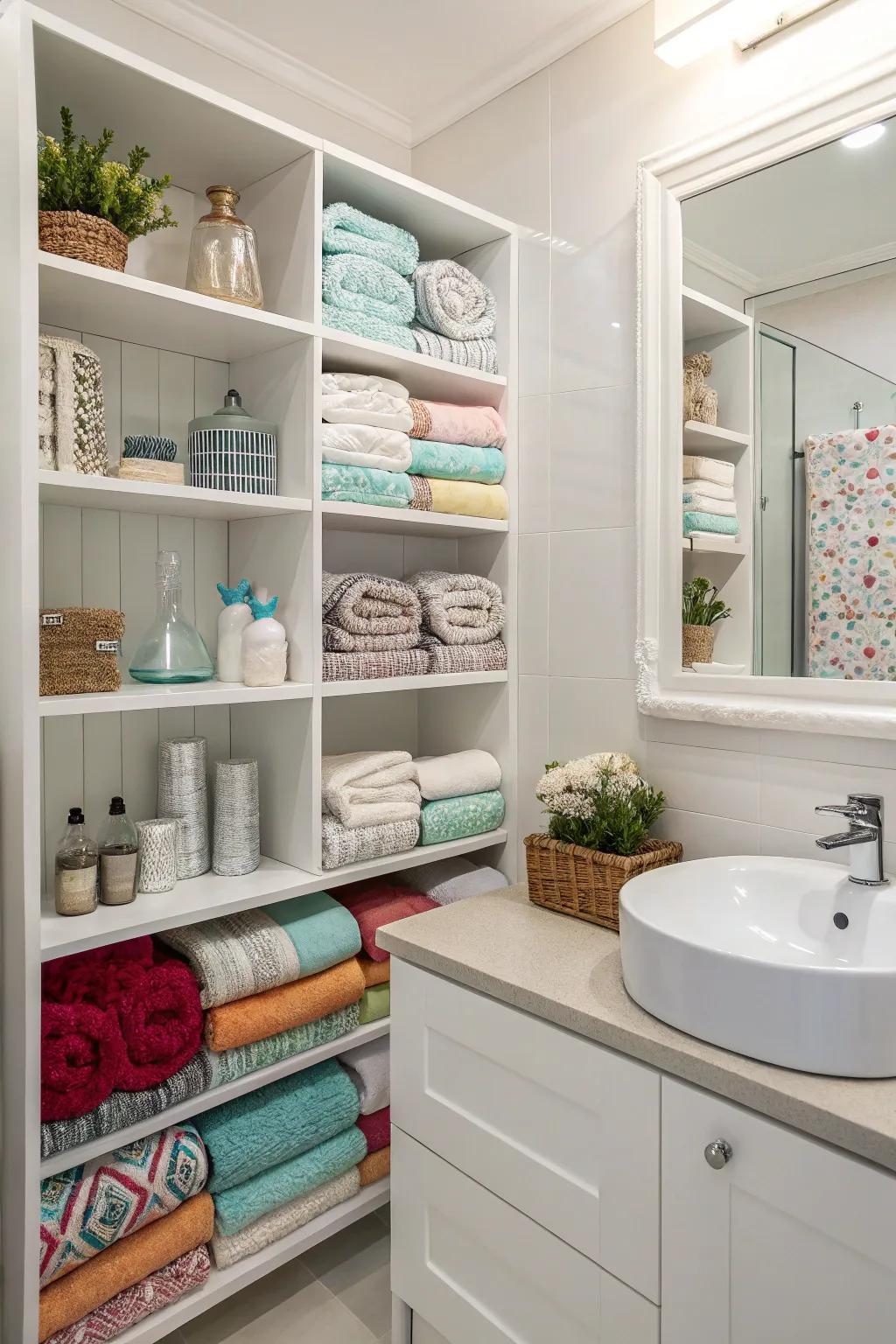 Exposed shelving brings both style and functionality.