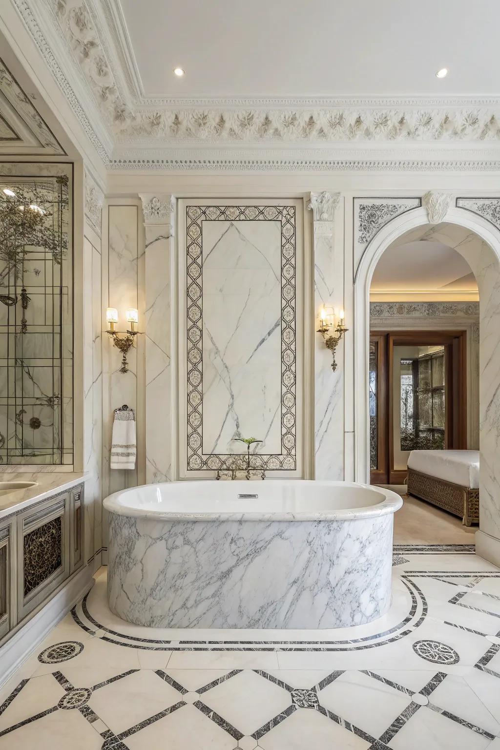 Introduce enduring elegance to your lavatory through sumptuous stone panels.