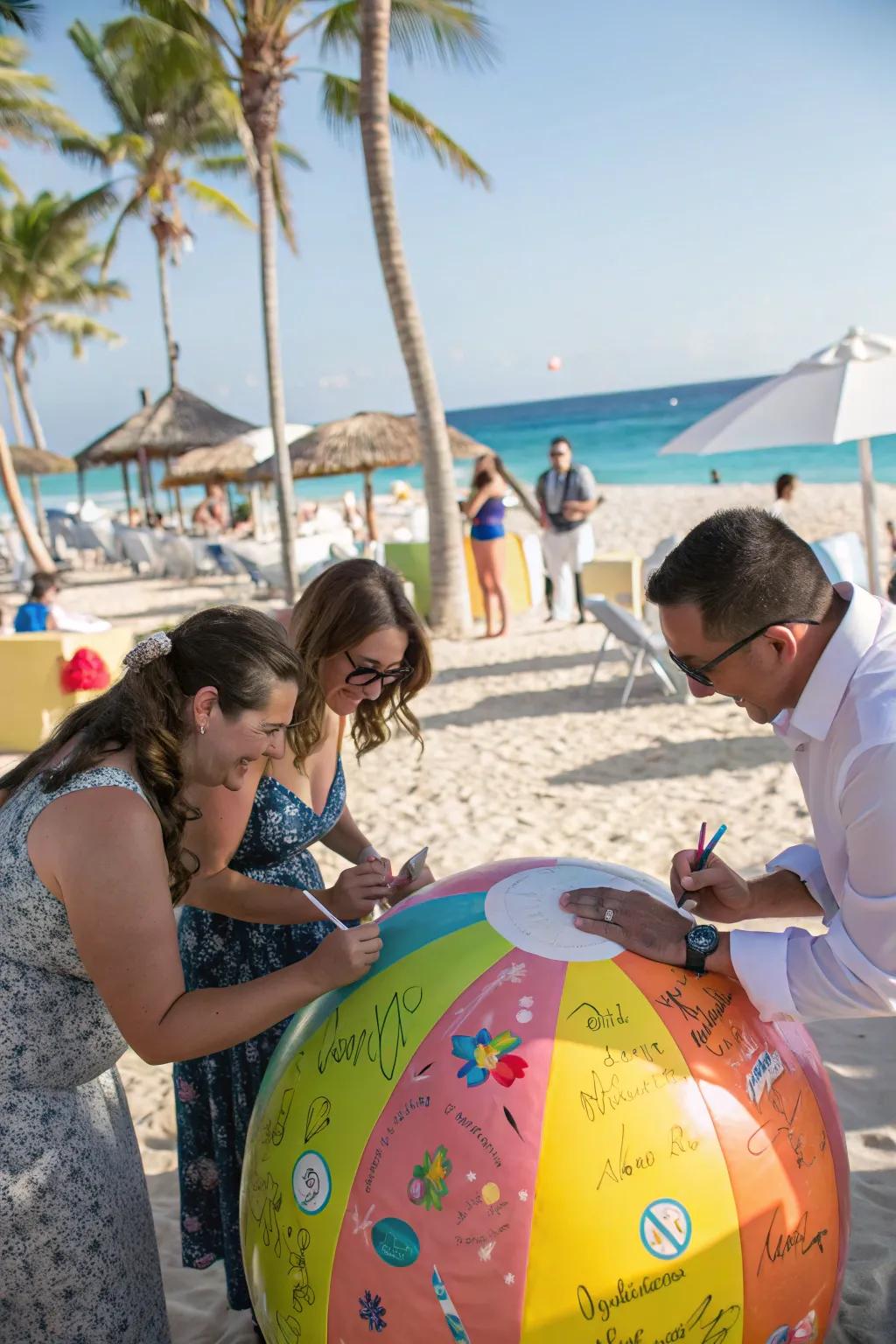 A beach orb guest log introduces a playful spin to event sign-ins.