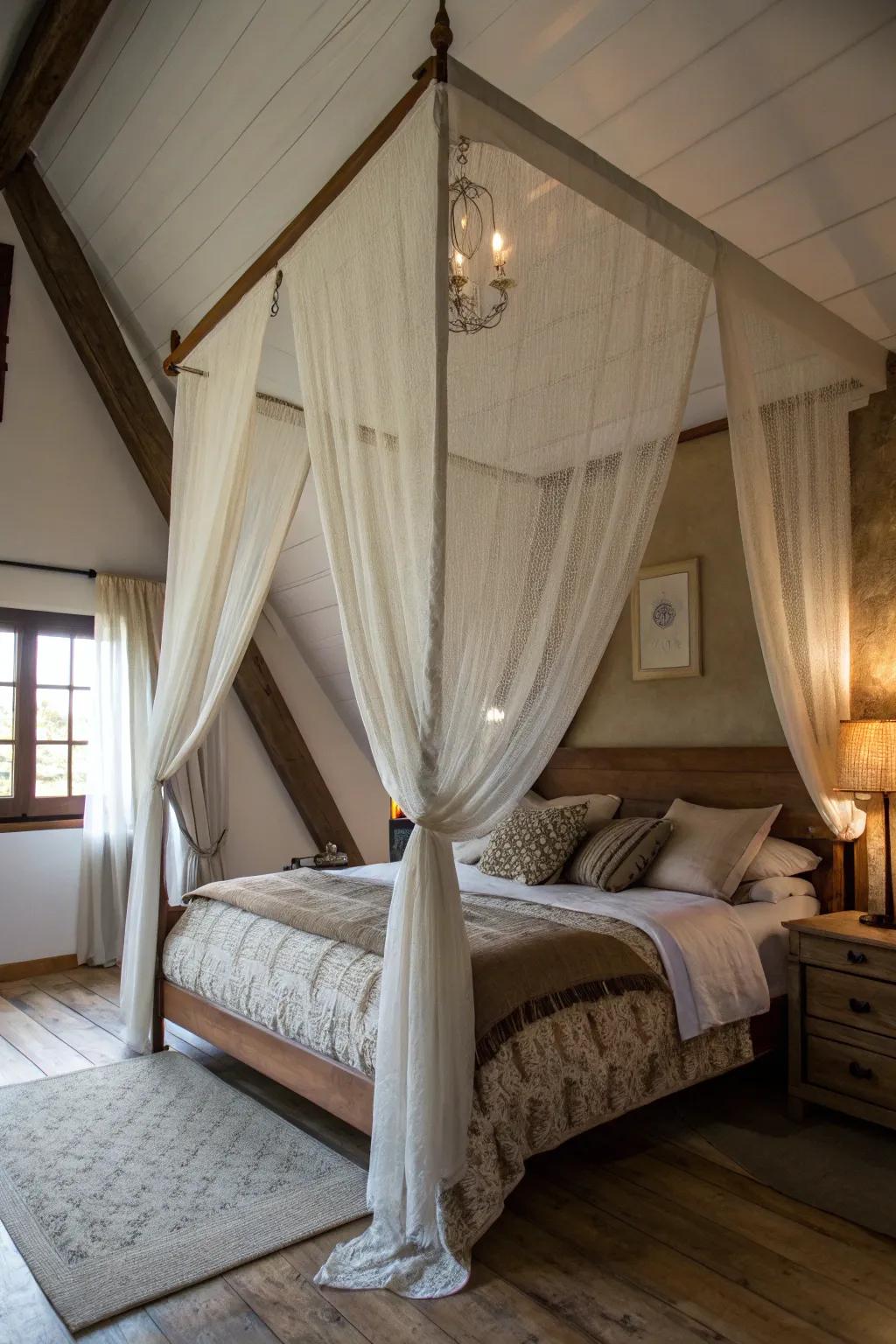Varied fabrics add depth and intrigue to this awning.