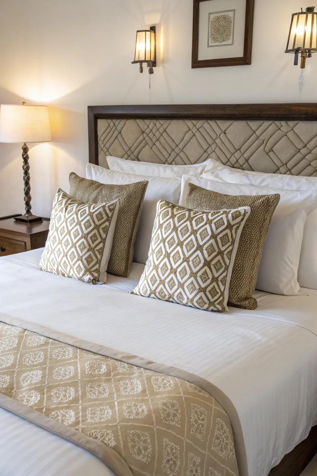 Realize tranquility through symmetrical cushion arrangements.
