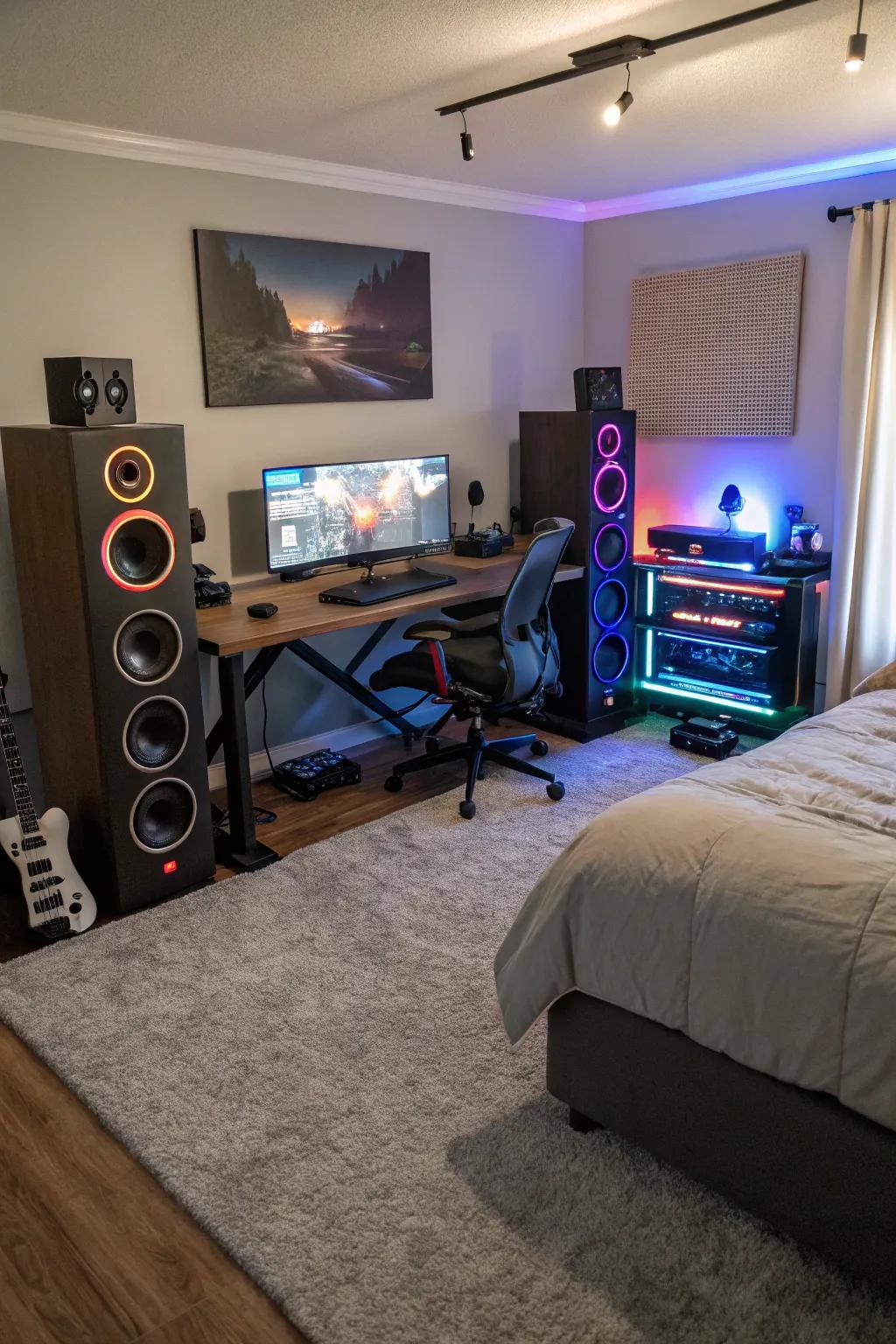 An audio system offering an immersive sensory experience.