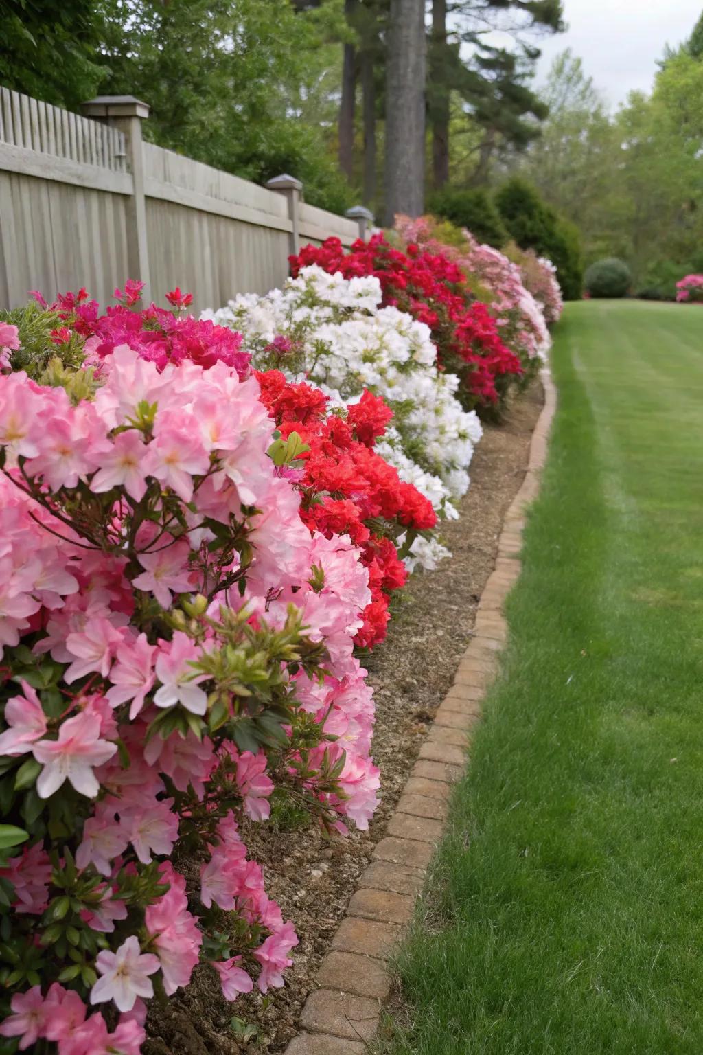 Azaleas impart a polished and exuberant charm to the frontage of your residence.