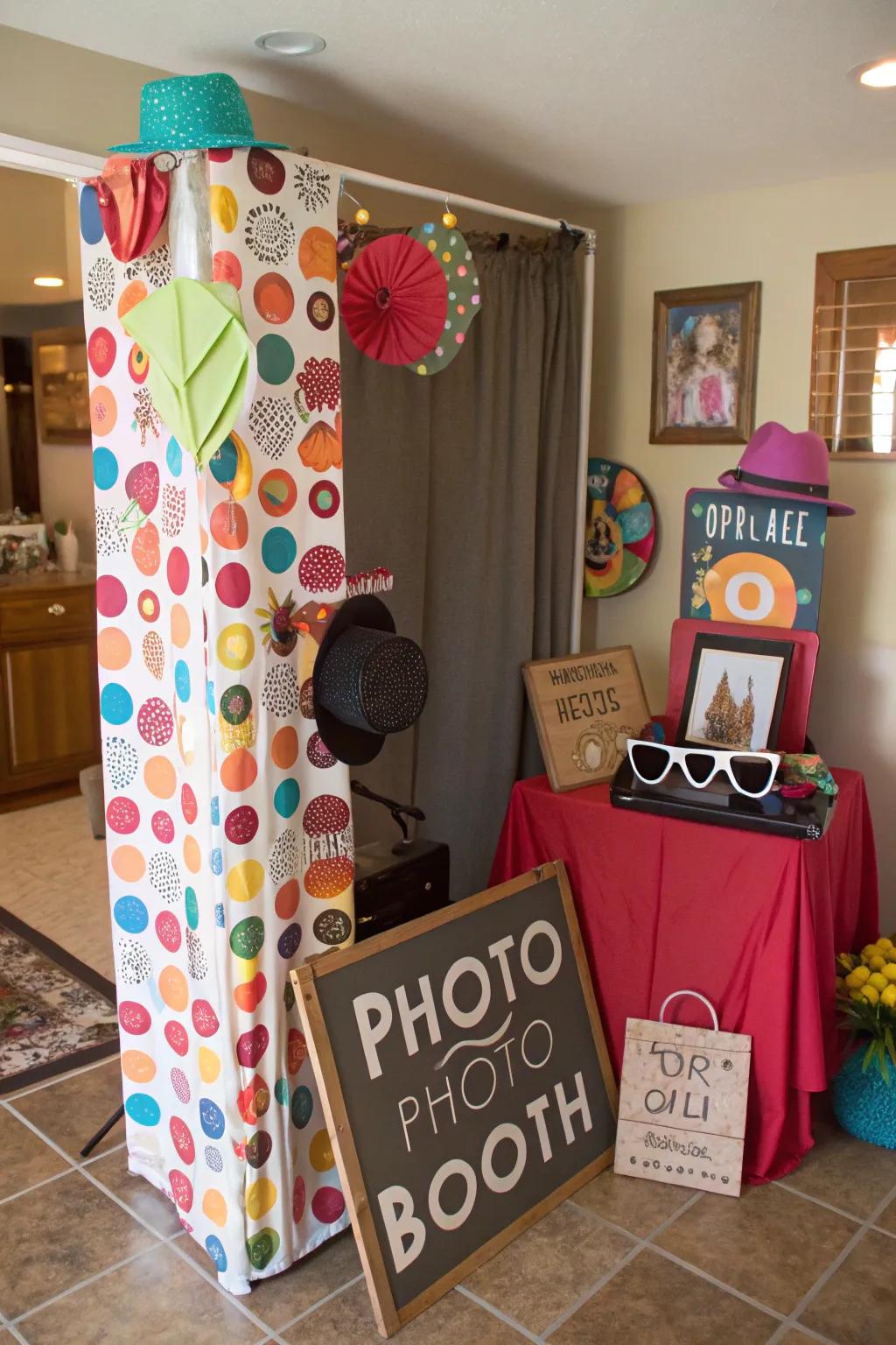 An interactive photo booth encourages fun and produces memorable snapshots.